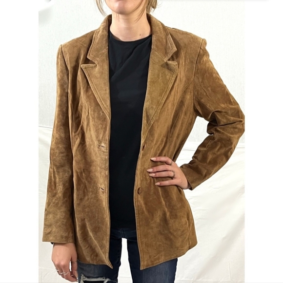 Vintage St. John's Bay Washable Suede Jacket Coat Brown Leather Women's Medium M - Picture 1 of 12